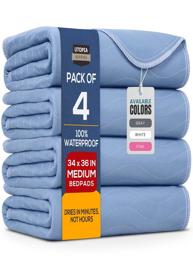 يوتوبيا بيدينج فوط صحية قابلة للغسل من يوتوبيا بيدينج، مقاس 34 × 36 بوصة (عبوة من 4 قطع)، فوط مقاومة للماء وقابلة لإعادة الاستخدام وذات قدرة امتصاص عالية، مناسبة للبالغين والأطفال وكبار السن والحيوانات الأليفة، فوط للتبول اللاإرادي على الأرائك والكنبات (أزرق) - Image 1